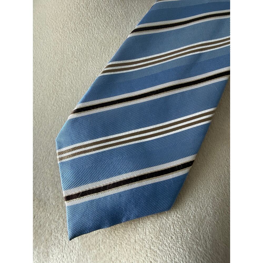Tasso Elba Blue Gold Stripe Silk Tie Classic Mens Necktie Office Workwear